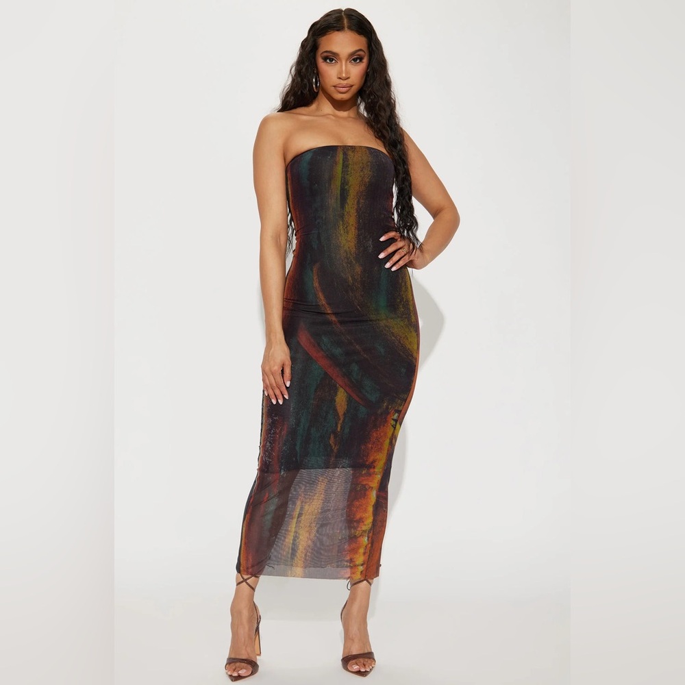 Abstract Multicolor Maxi Dress